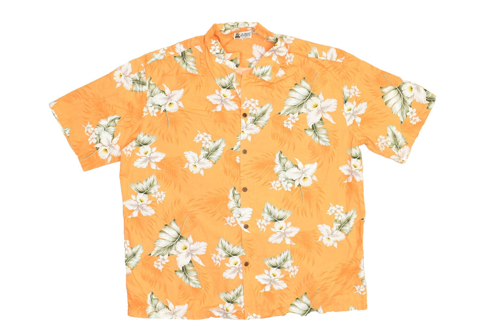 Aloha Republic Orange Floral Hawaiian Shirt Big & Tall Size 2XL